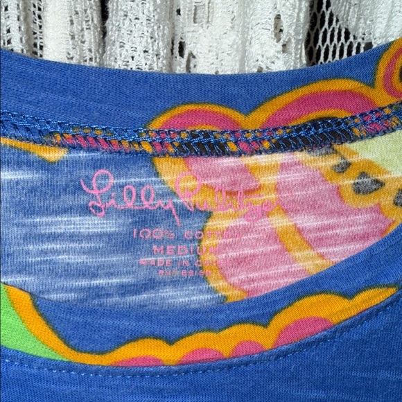 Lilly Pulitzer Blue Floral Short Sleeve Top - Picture 2 of 7
